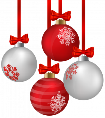 Download White And Red Hanging Christmas Ornaments Png Clipart